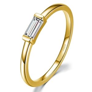 925 Sterling Silver Yellow Gold Dainty Stackable